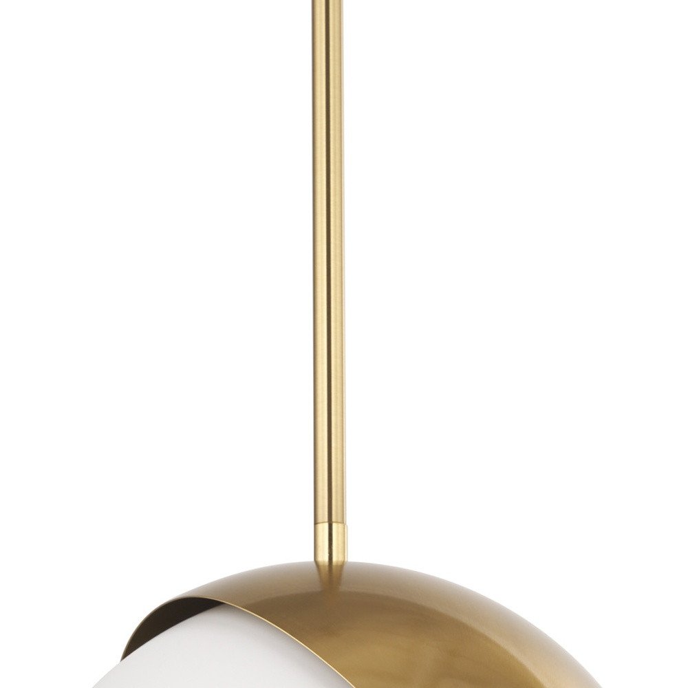 Brass And White Single Metal Dimmable Ceiling Light With White Shades on a white background