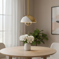 Brass And White Single Metal Dimmable Ceiling Light With White Shades