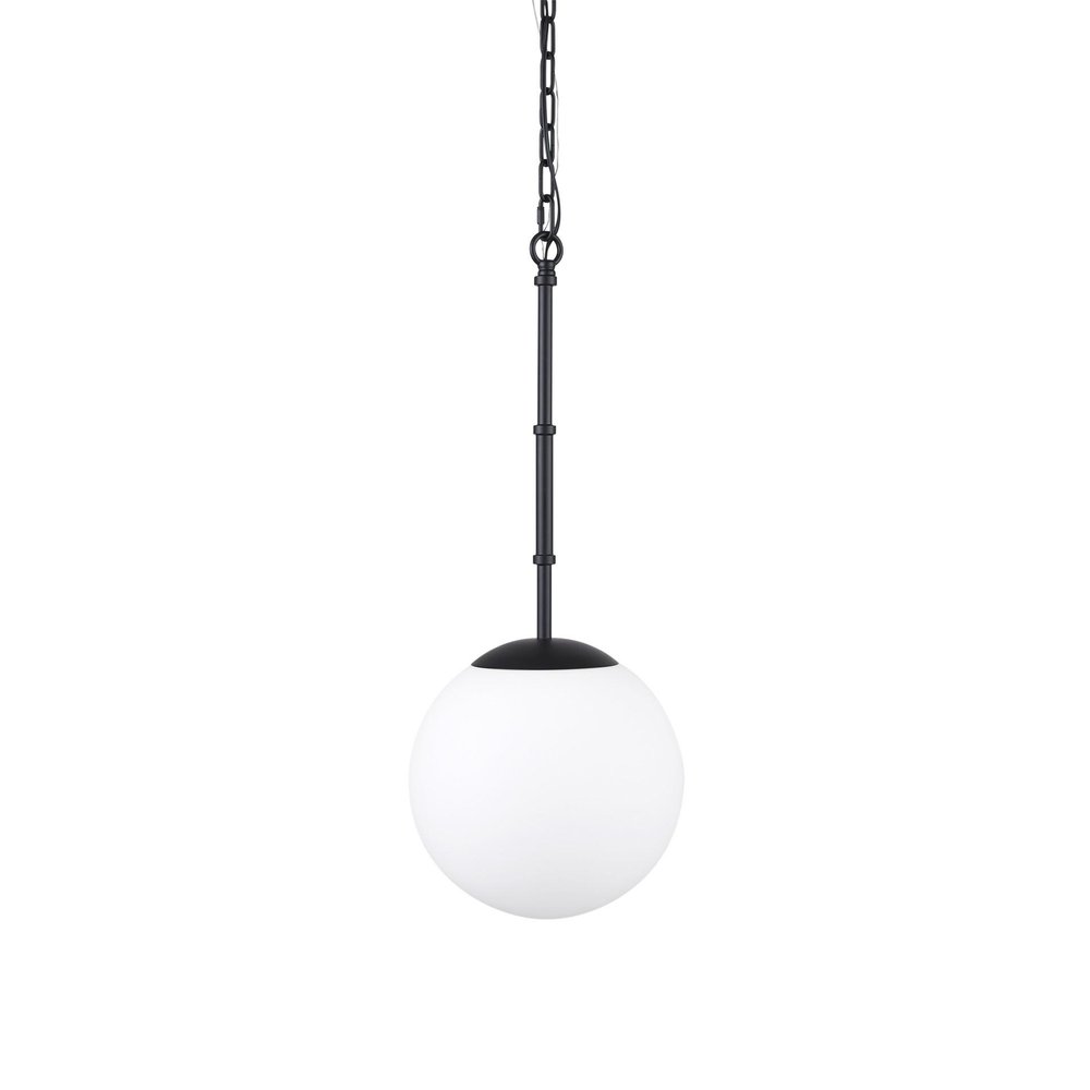 Black And White Single Metal Dimmable Ceiling Light With White Shades on a white background