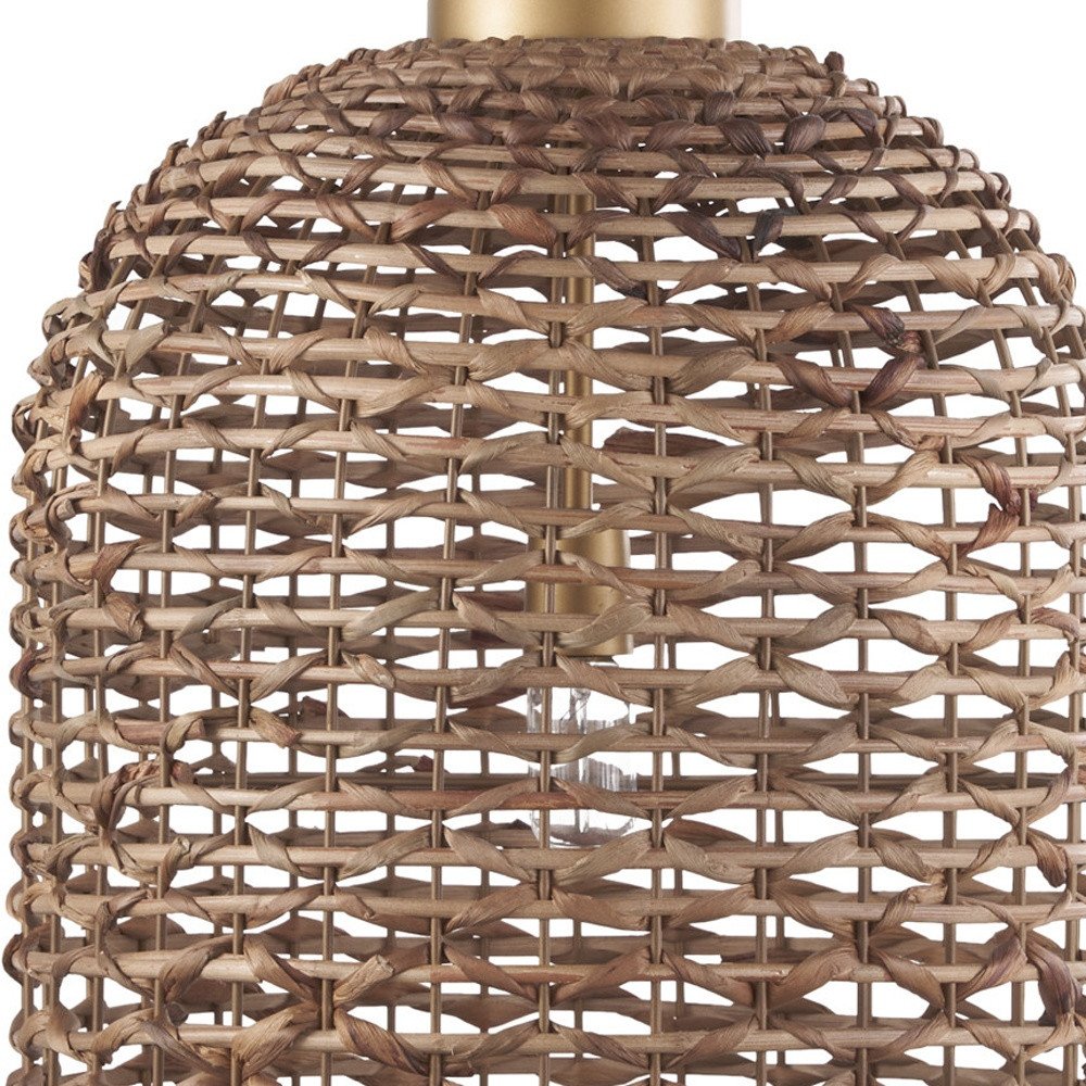 Brown Watergrass Rattan Dimmable Single Pendant Light on a white background