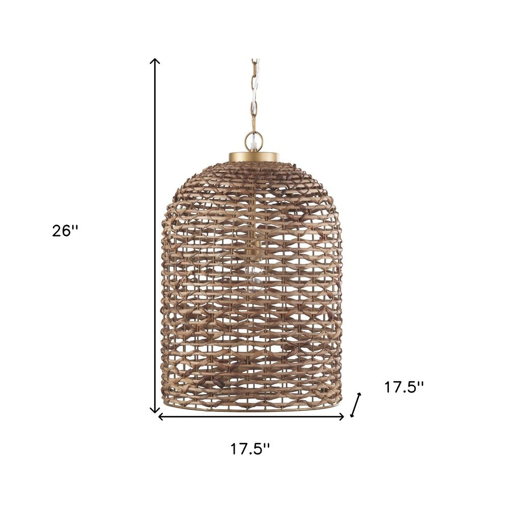 Brown Watergrass Rattan Dimmable Single Pendant Light