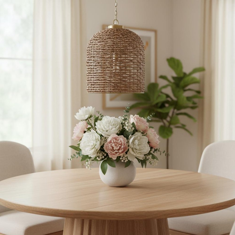 Brown Watergrass Rattan Dimmable Single Pendant Light