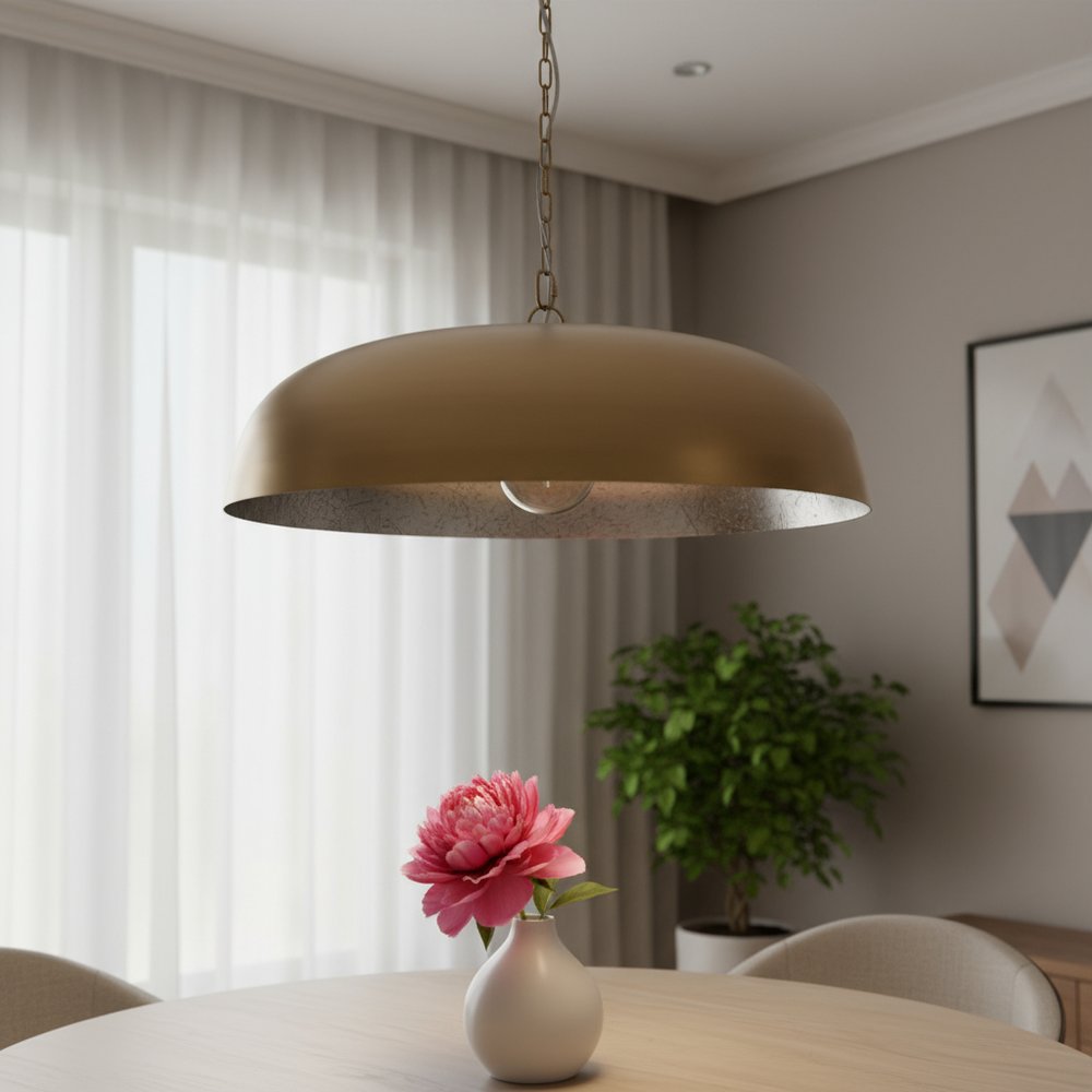 Gold Single Metal Dimmable Ceiling Light With Gold Shades on a white background