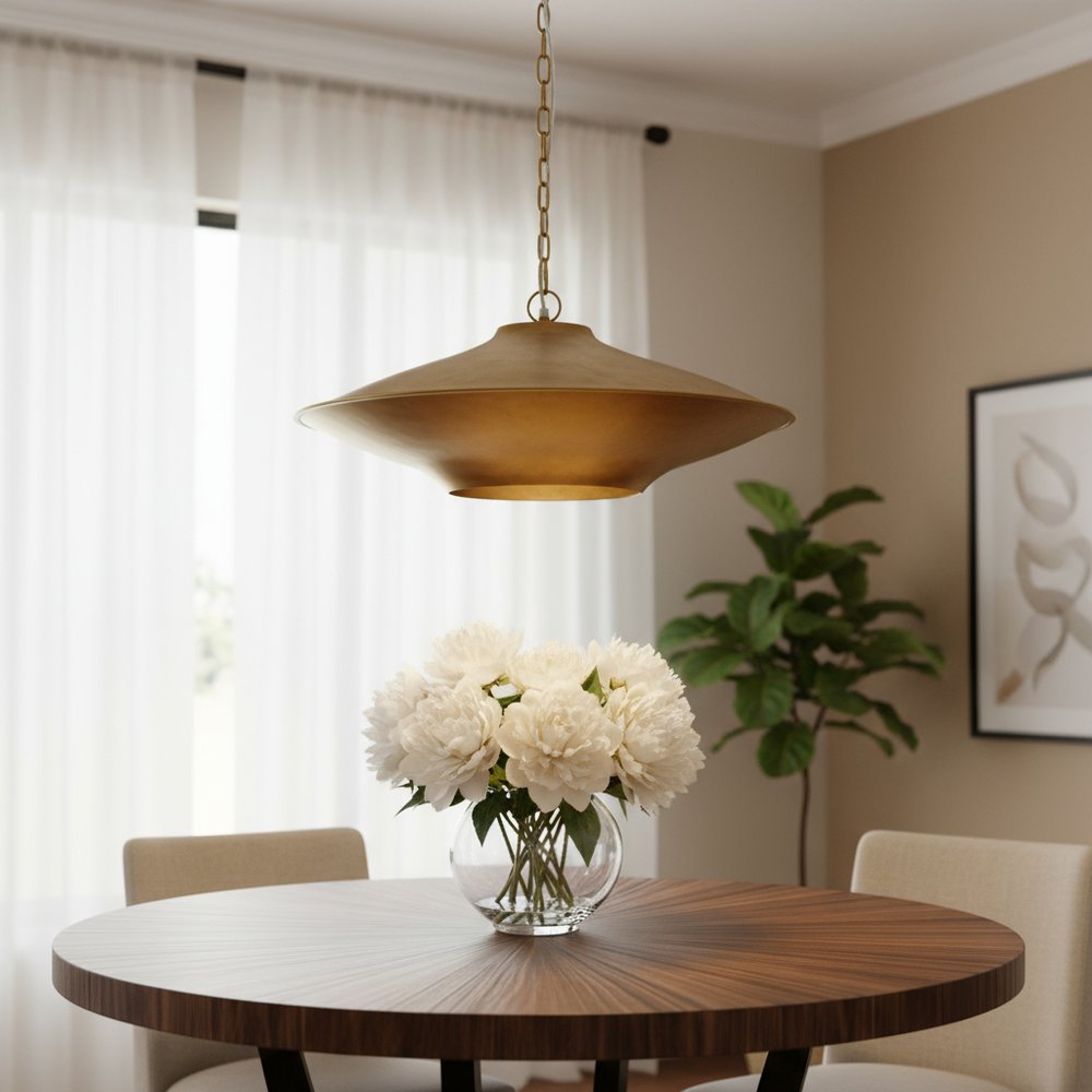 Gold Single Metal Dimmable Ceiling Light With Gold Shades on a white background