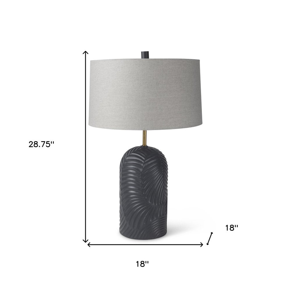 29" Navy Blue Round Bedside Lamp With Drum Shade. Lamp isolated on a plain white background, in a navy finish.
