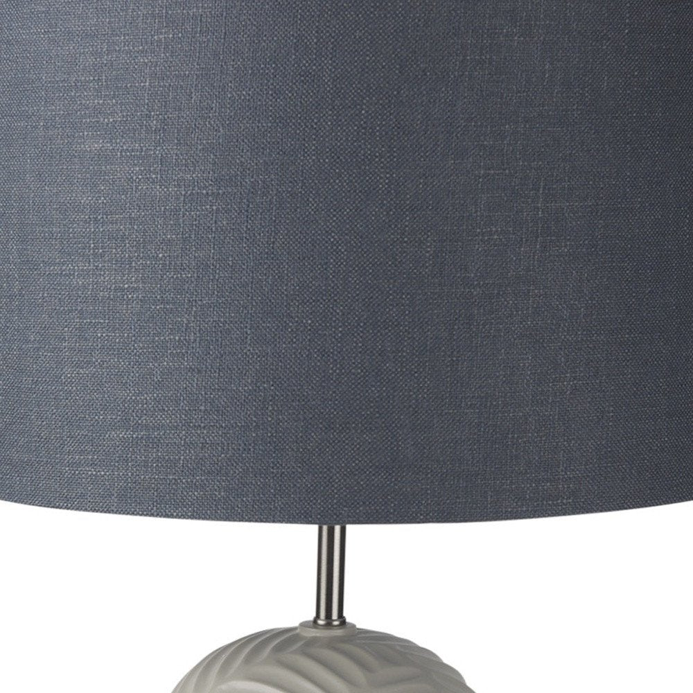 29" Beige Round Bedside Lamp With Drum Shade.