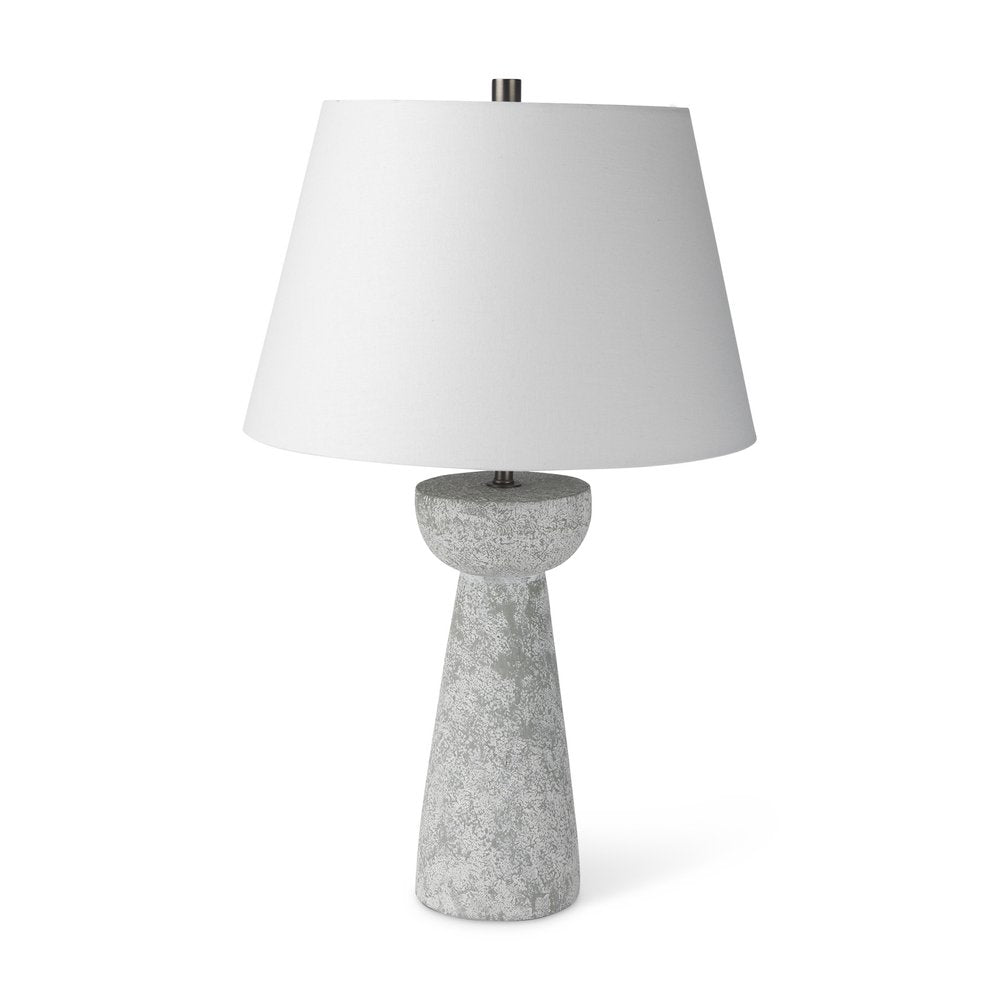 27" Gray Round Bedside Lamp With Empire Shade. Lamp isolated on a plain white background, showing its gray color.
