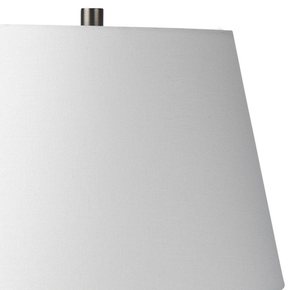 27" Gray Round Bedside Lamp With Empire Shade. Lamp isolated on a plain white background, showing its gray color.