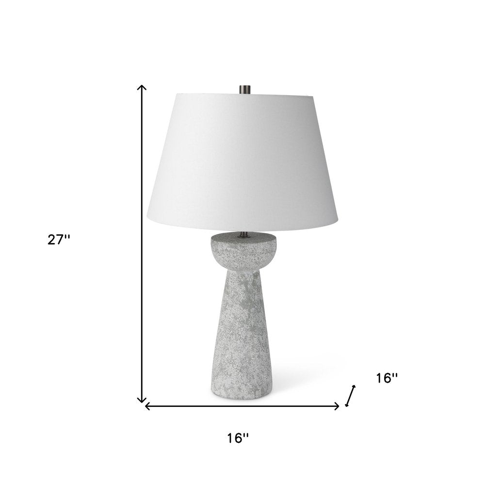 27" Gray Round Bedside Lamp With Empire Shade. Lamp isolated on a plain white background, in a gray finish.