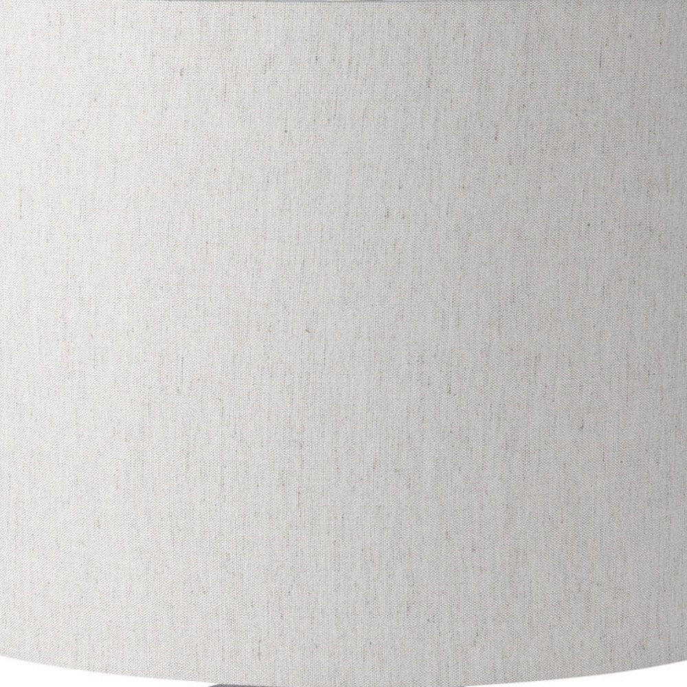 28" White Round Bedside Lamp With Drum Shade. Lamp isolated on a plain white background, in a white finish.