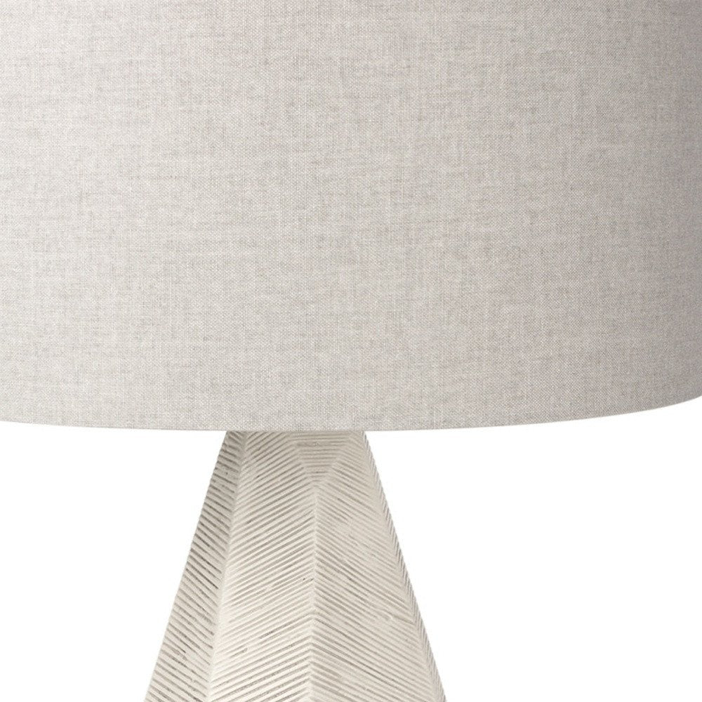 30" Cream Round Bedside Lamp With Drum Shade. Lamp in cream.