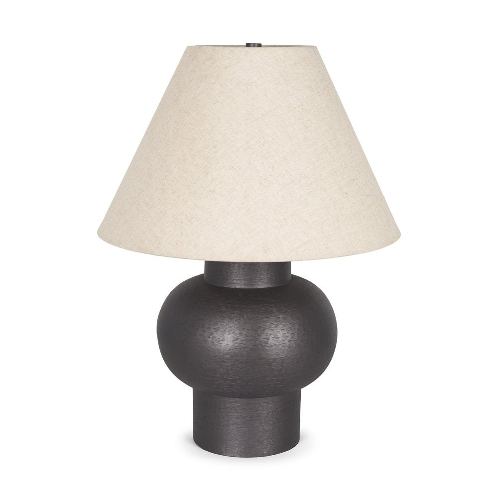 26" Black Round Bedside Lamp With Empire Shade. Lamp isolated on a plain white background, in a black finish.