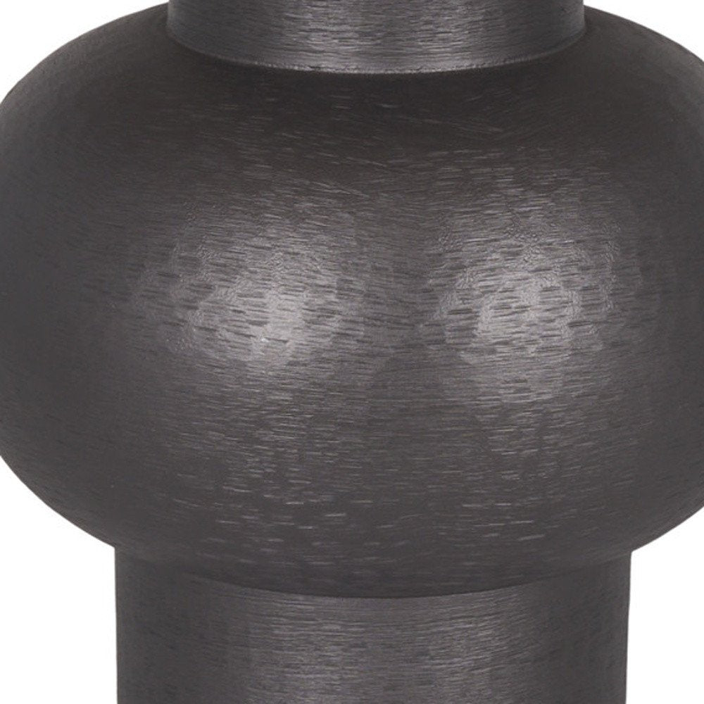 Close-up of 26" Black Round Bedside Lamp With Empire Shade showing the black texture.