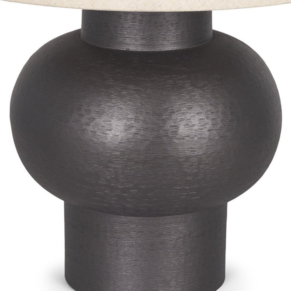 26" Black Round Bedside Lamp With Empire Shade. Lamp isolated on a plain white background, showing its black color.