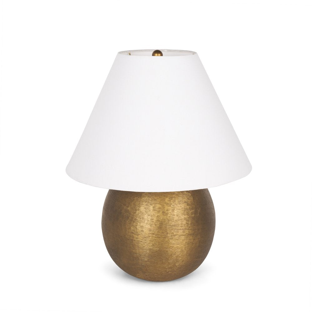 24" Gold Round Bedside Lamp With Empire Shade. Lamp isolated on a plain white background, finished in gold.