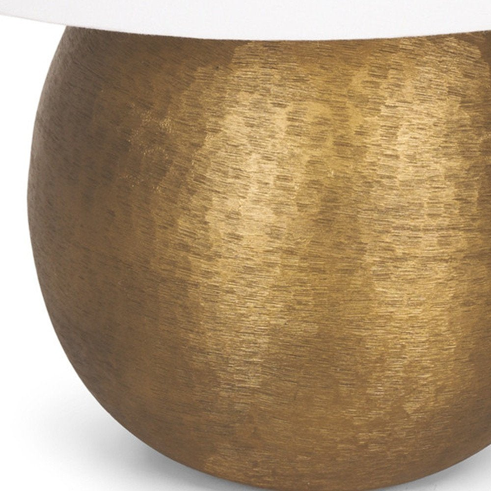 24" Gold Round Bedside Lamp With Empire Shade. Lamp isolated on a plain white background, finished in gold.