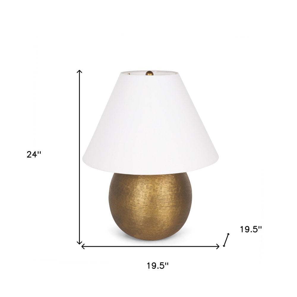 24" Gold Round Bedside Lamp With Empire Shade. Lamp isolated on a plain white background, showing its gold color.
