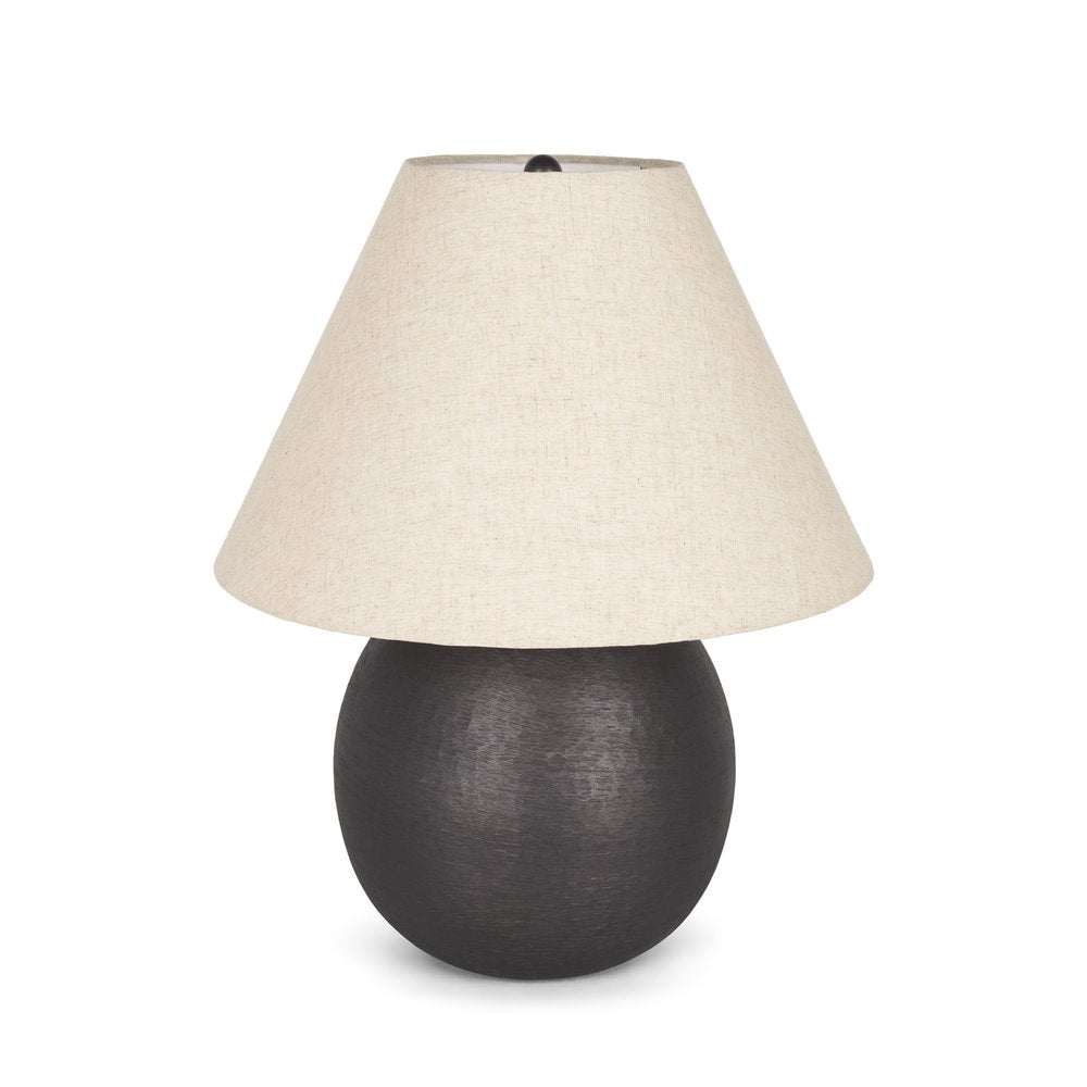 24" Black Round Bedside Lamp With Empire Shade. Lamp isolated on a plain white background, in a black finish.