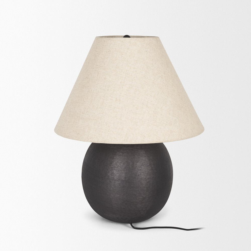 24" Black Round Bedside Lamp With Empire Shade. Lamp isolated on a plain white background, in a black finish.