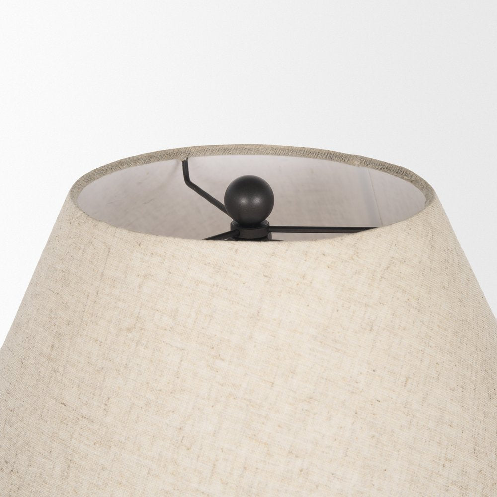 24" Black Round Bedside Lamp With Empire Shade. Lamp isolated on a plain white background.