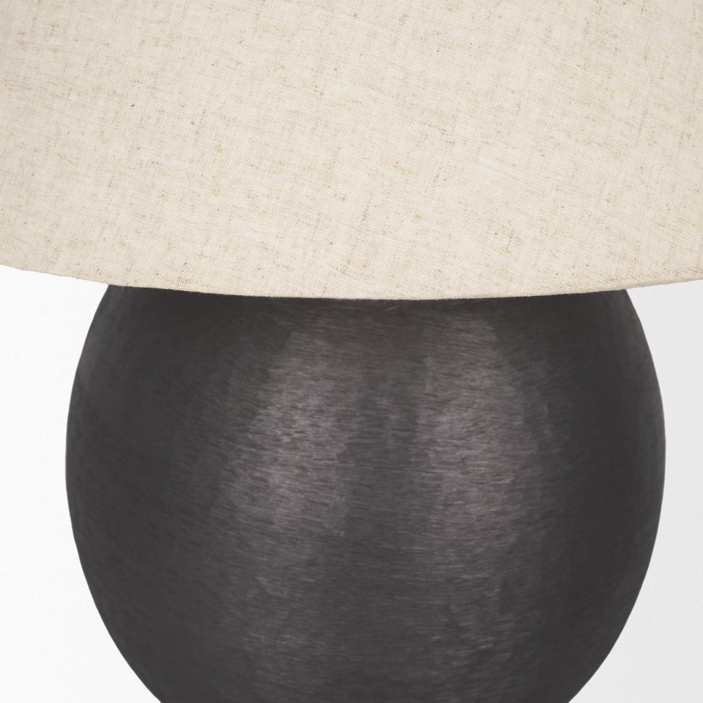 Cropped view of 24" Black Round Bedside Lamp With Empire Shade focusing on the black surface.