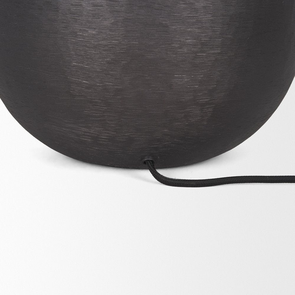 24" Black Round Bedside Lamp With Empire Shade. Lamp isolated on a plain white background, in a black finish.
