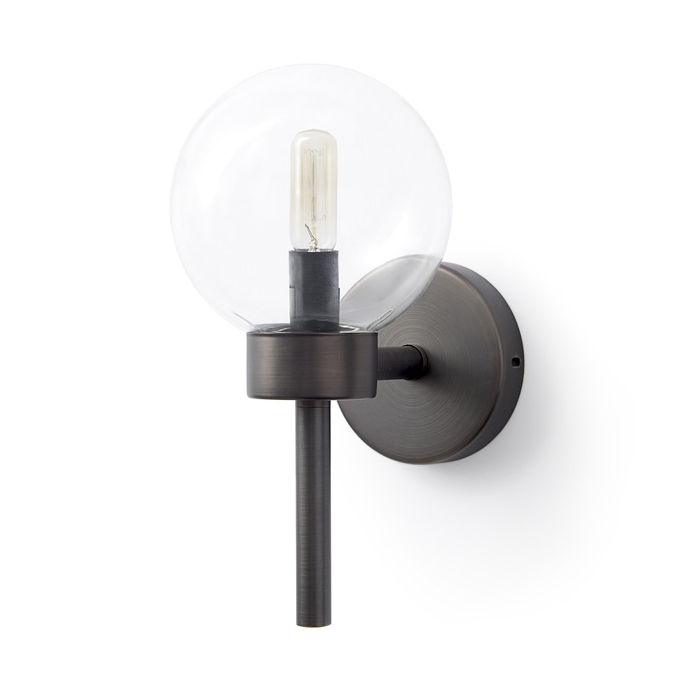 6" Black Metal and Glass Armed Sconce