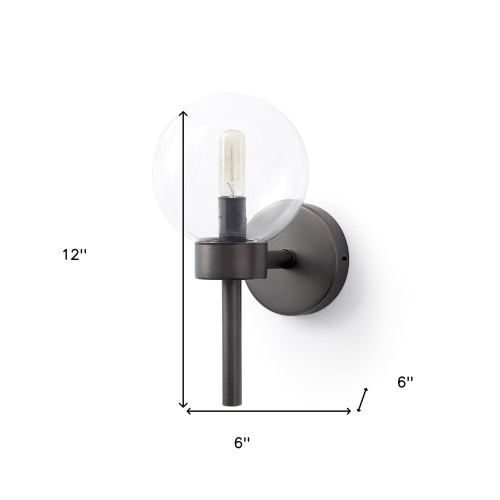 6" Black Metal and Glass Armed Sconce