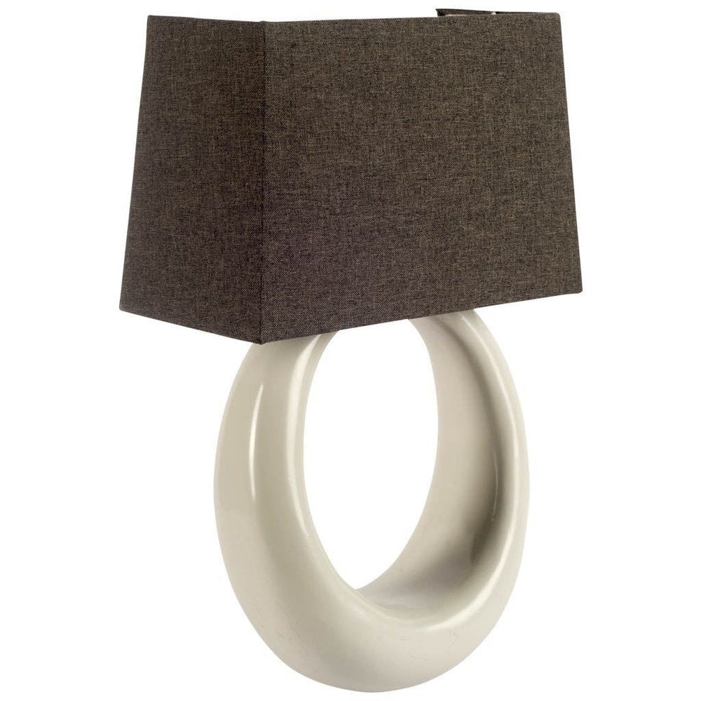 12" Dark Gray And Light Gray Resin and Fabric Armed Sconce. Wall sconce isolated on a plain white background, showing a resin surface.