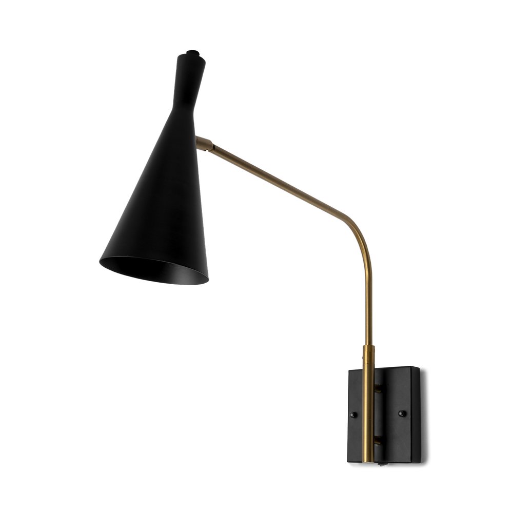 5" Antiqued Gold And Black Metal Swing Arm Wall Light
