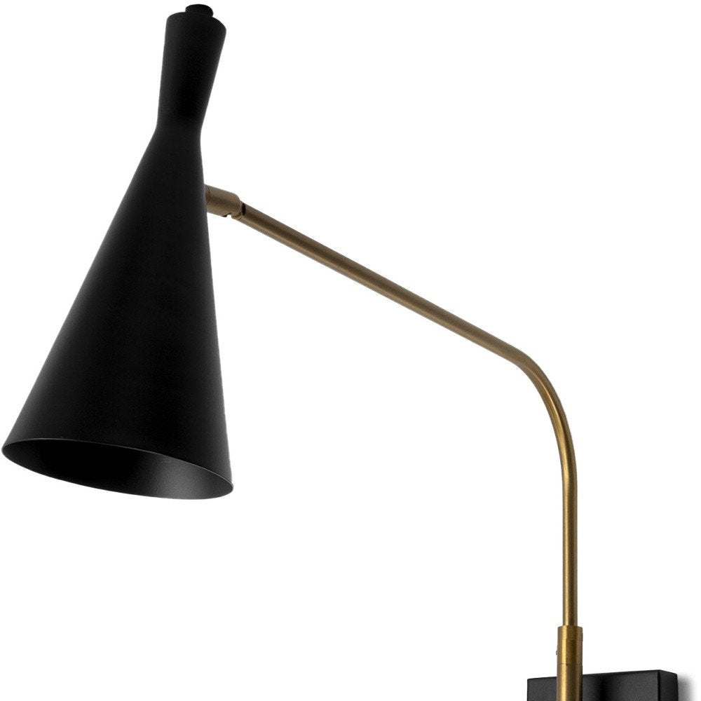 5" Antiqued Gold And Black Metal Swing Arm Wall Light