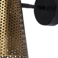10" Antiqued Gold And Black Metal Pierced Cone Armed Sconce