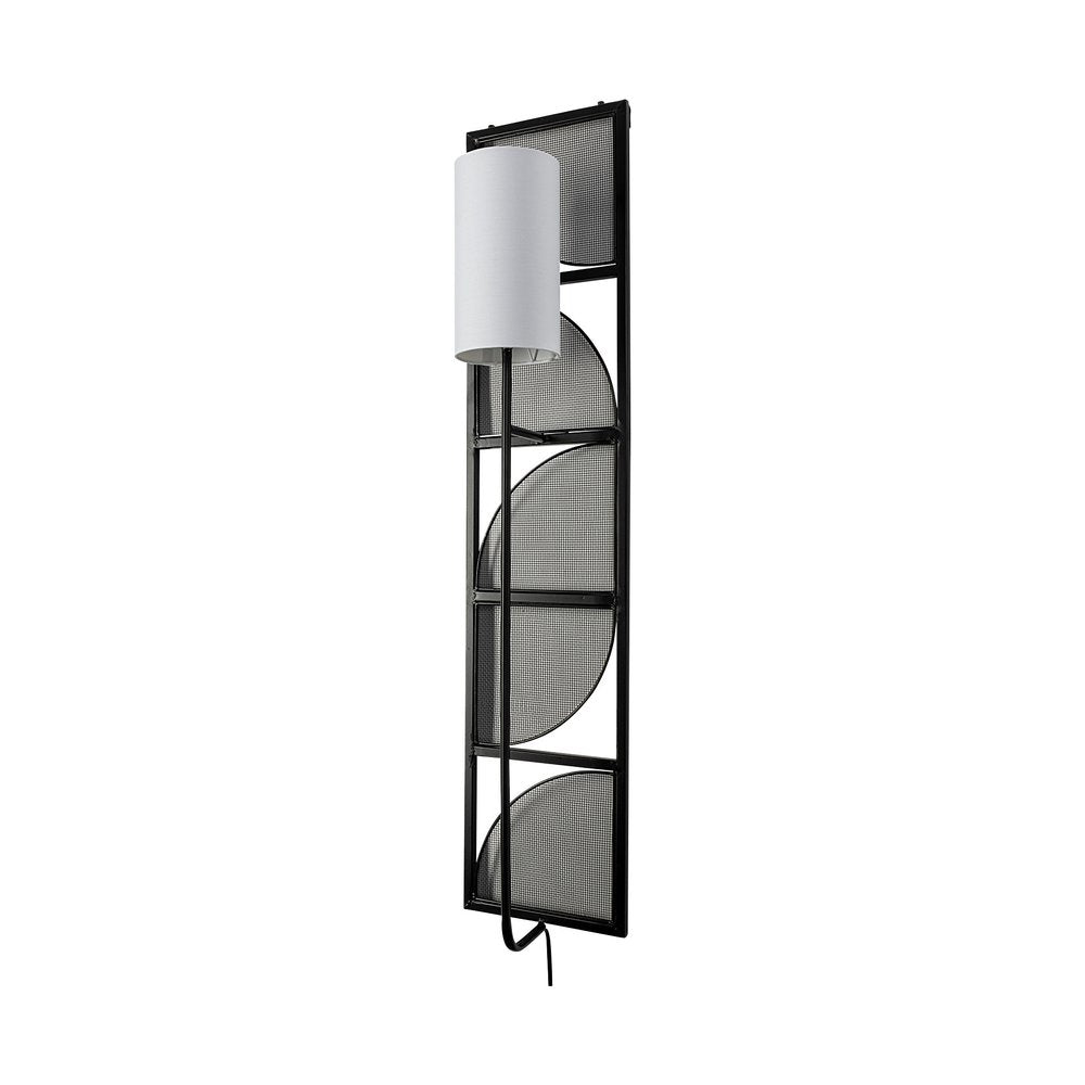 47" Black Metal and Fabric Wallchiere Sconce