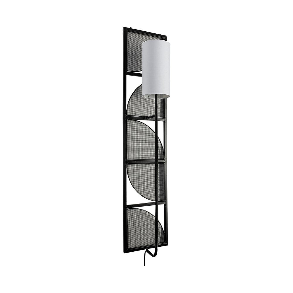 47" Black Metal and Fabric Wallchiere Sconce