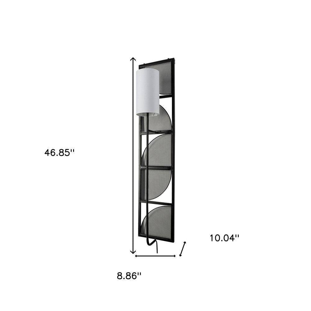 47" Black Metal and Fabric Wallchiere Sconce