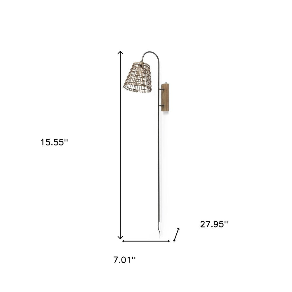 16" Brown And Black And Brown Metal Wallchiere Sconce