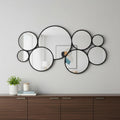 Set Of Eight Black Metal Round Cojoined Accent Mirrors