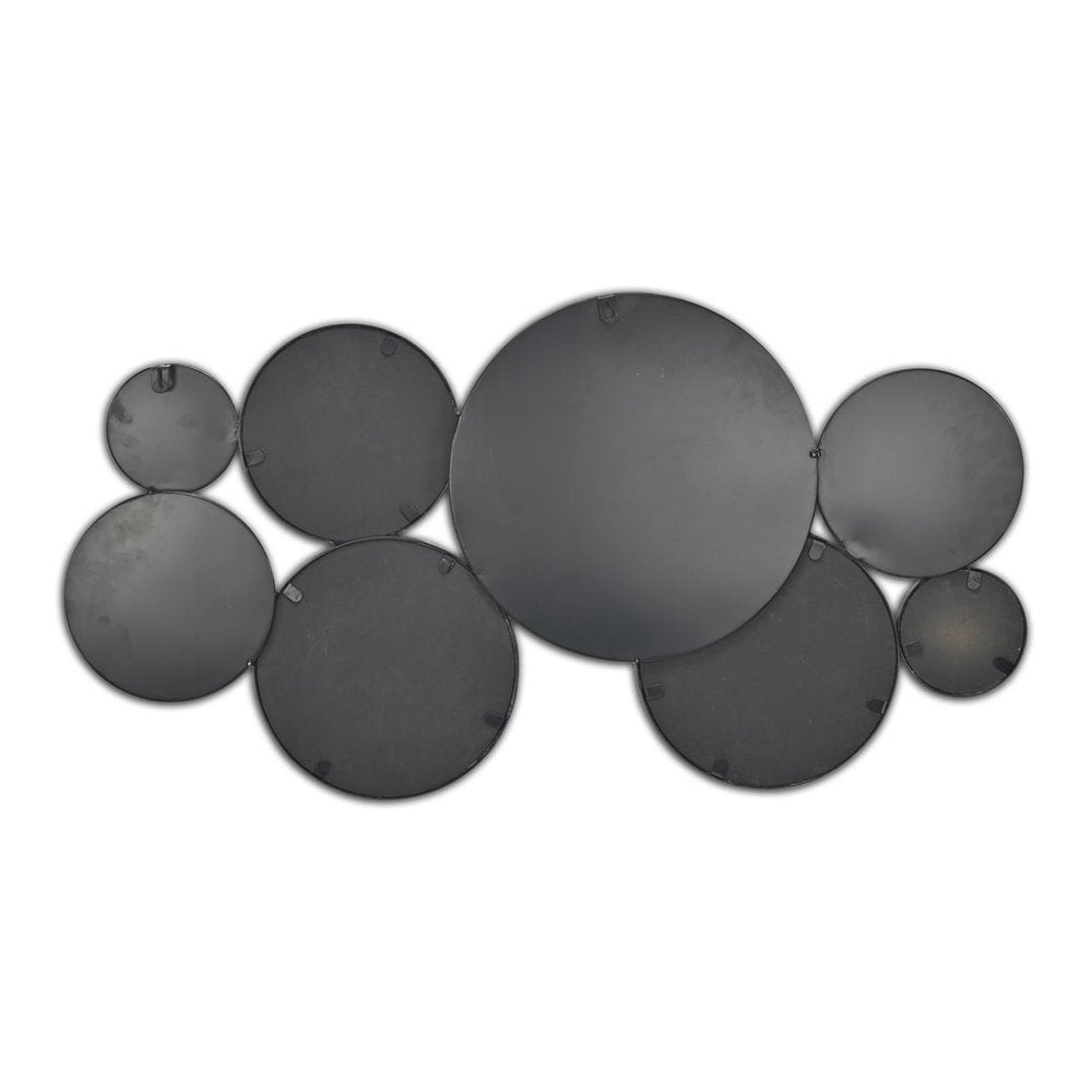 Set Of Eight Black Metal Round Cojoined Accent Mirrors