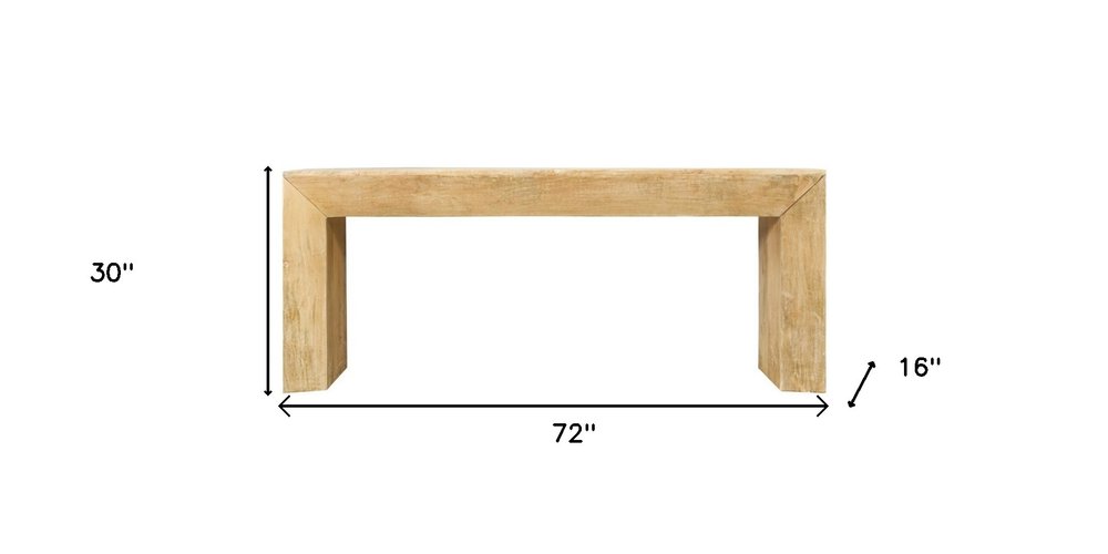 72" Natural Solid Wood Distressed Frame Console Table on a white background