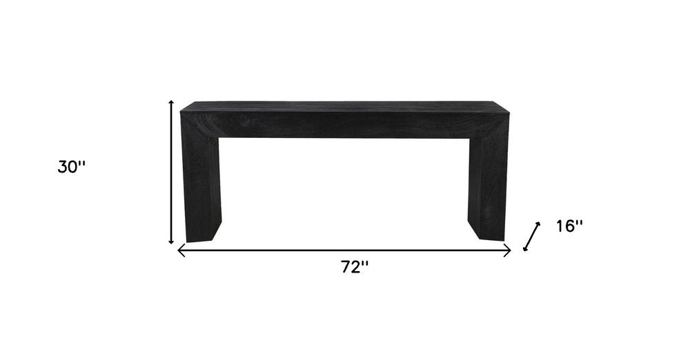 72" Charcoal Solid Wood Distressed Frame Console Table on a white background