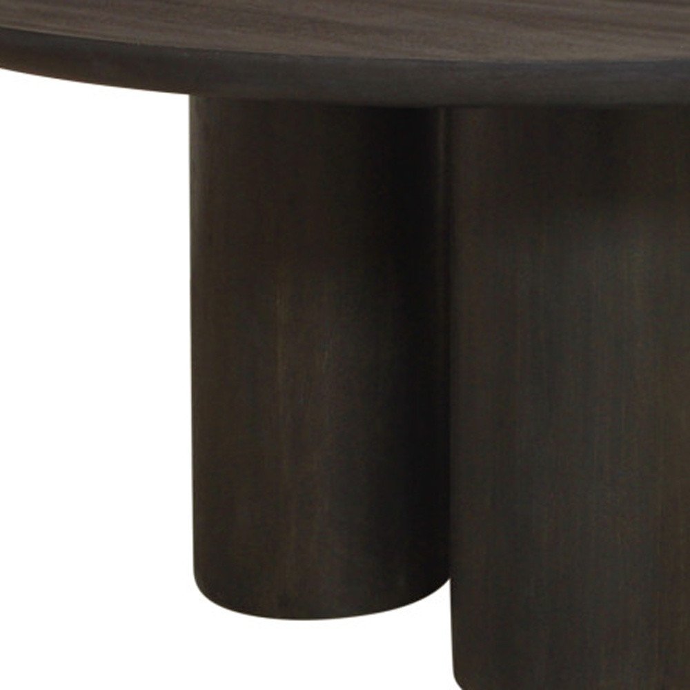 Seven Piece Dark Brown Round Solid Wood Dining Set with Six Chairs - SKU 612050