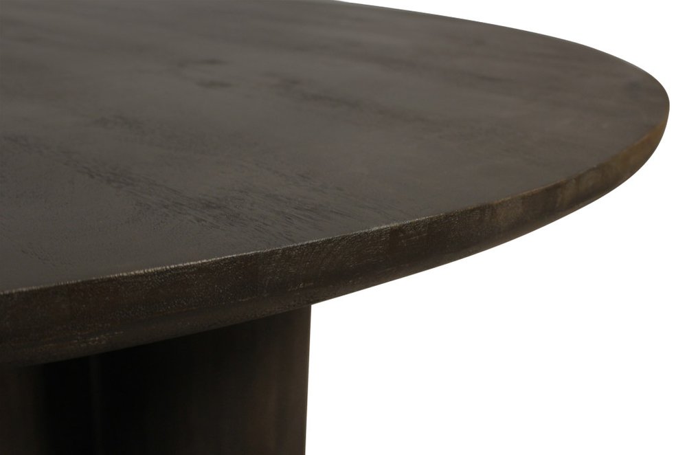 Seven Piece Dark Brown Round Solid Wood Dining Set with Six Chairs
