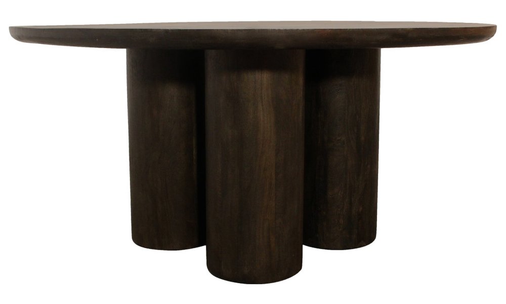 Seven Piece Dark Brown Round Solid Wood Dining Set with Six Chairs - SKU 612062