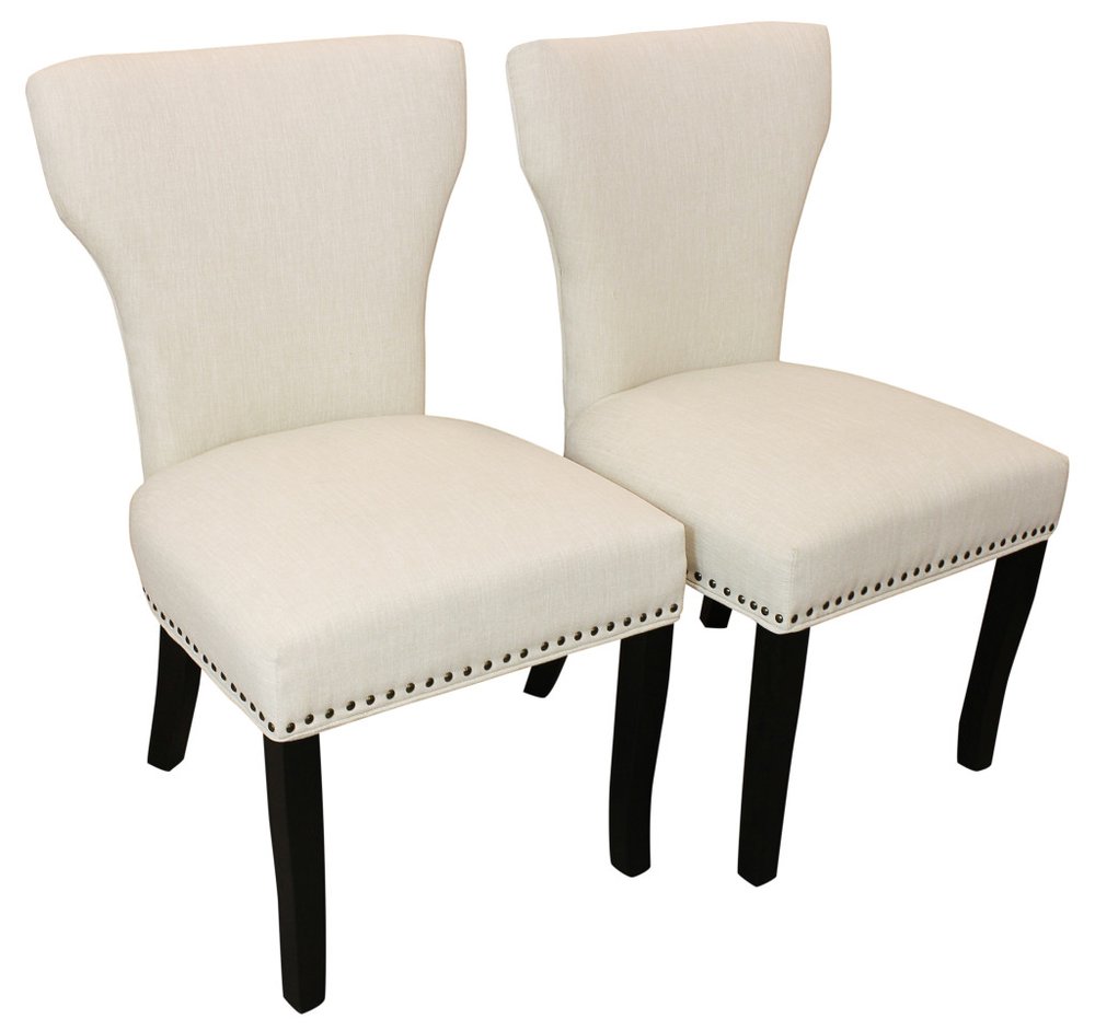 Seven Piece Dark Brown Round Solid Wood Dining Set with Six Chairs on a white background
