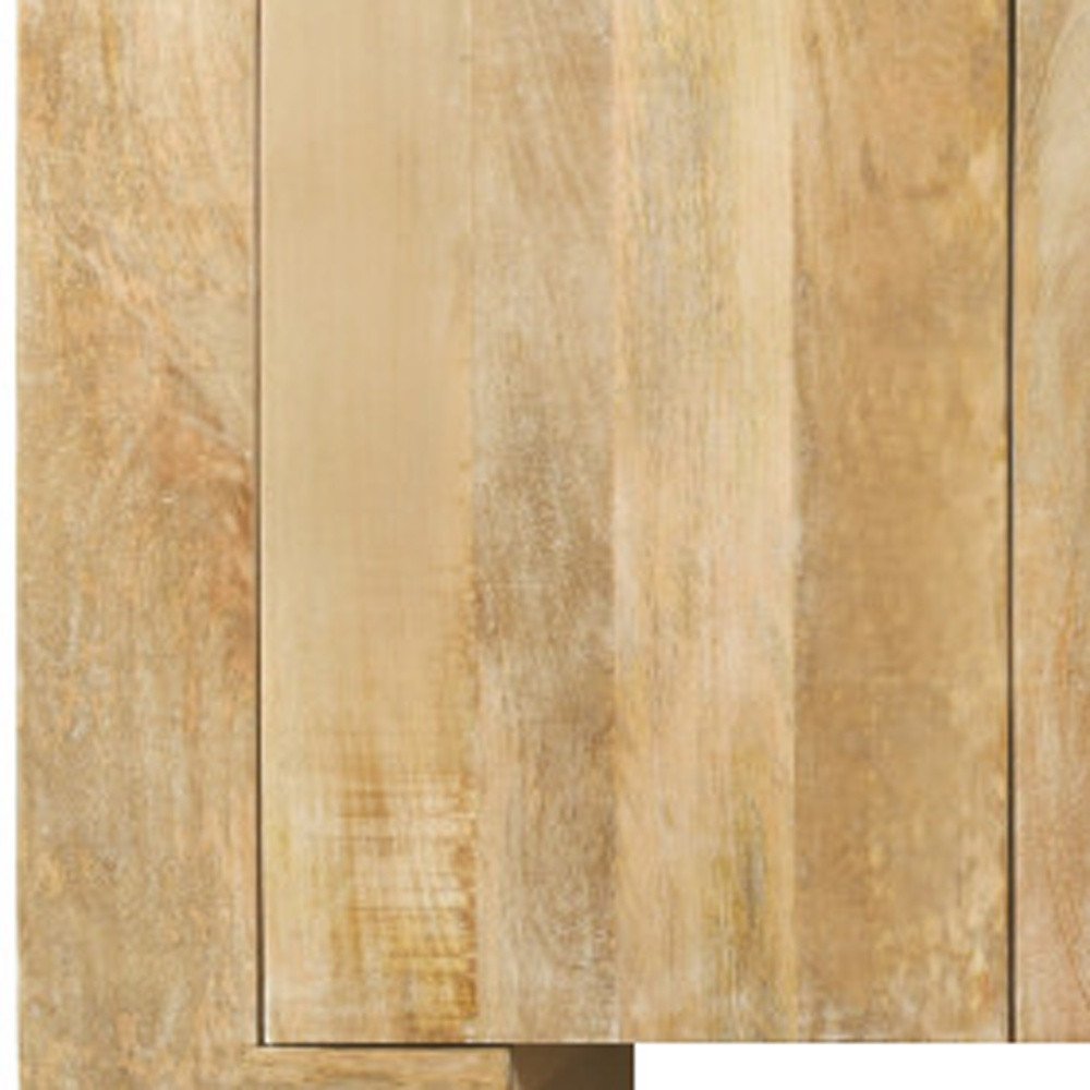 86" Natural Distressed Solid Wood Sideboard with Four Doors
