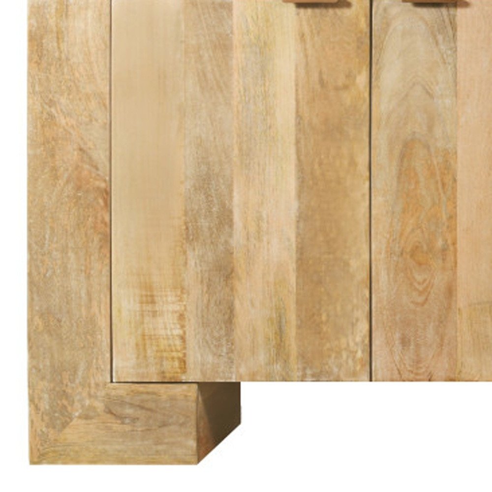 86" Natural Distressed Solid Wood Sideboard with Four Doors