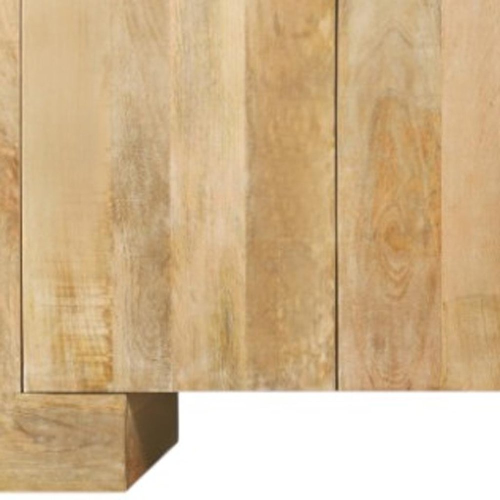 86" Natural Distressed Solid Wood Sideboard with Four Doors close-up detail