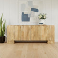 86" Natural Distressed Solid Wood Sideboard with Four Doors