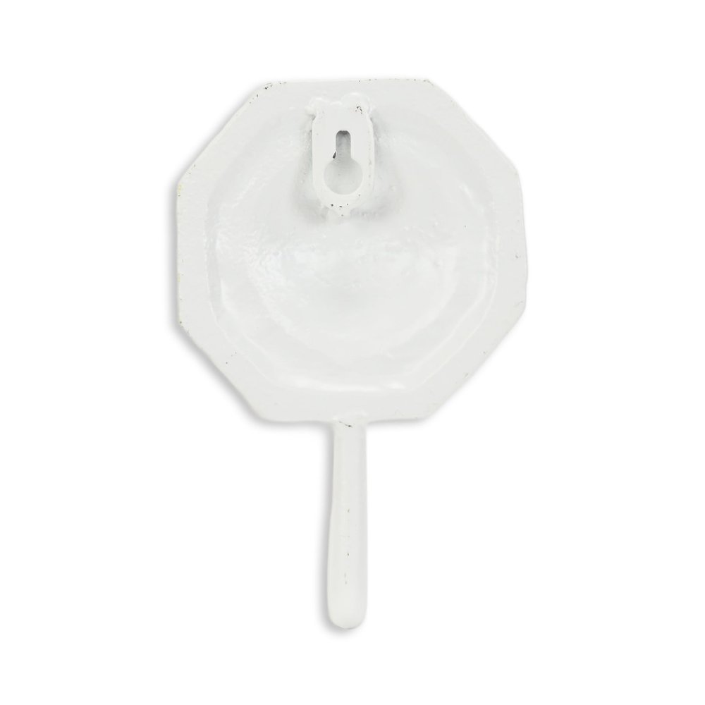 4" Pearl And White Cast Iron Sand Dollar Wall Hook. Coat hanger isolated on a plain white background, in a white metal finish.