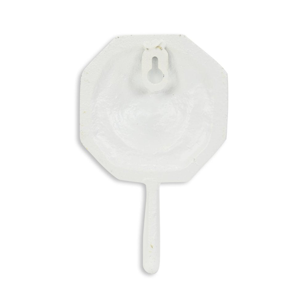 4" Cream And Pearl Cast Iron Seashell Wall Hook. Coat hanger isolated on a plain white background, finished in cream metal.